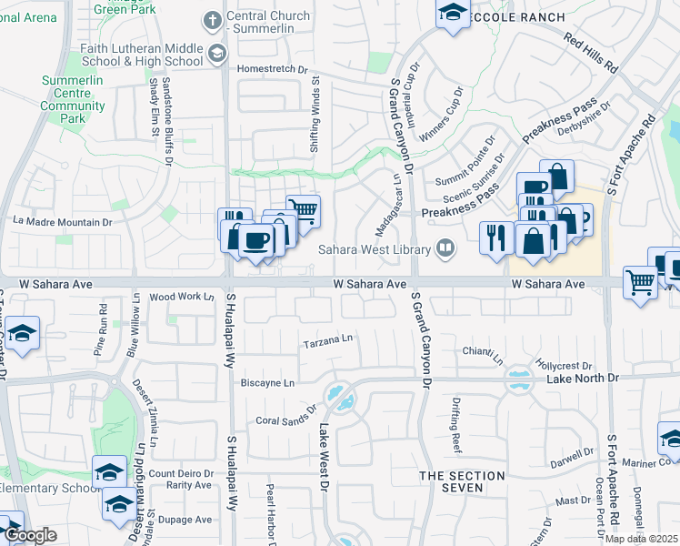 map of restaurants, bars, coffee shops, grocery stores, and more near 2324 Diamondback Drive in Las Vegas