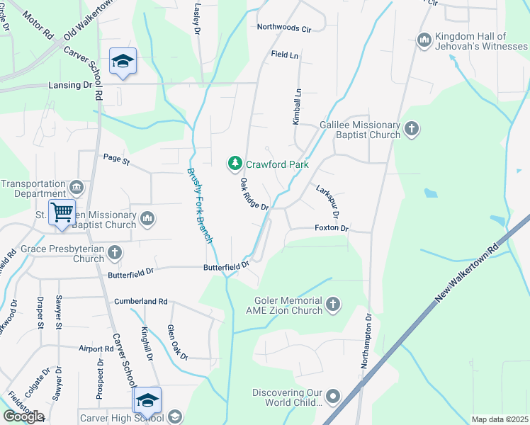 map of restaurants, bars, coffee shops, grocery stores, and more near 5148 Butterfield Drive in Winston-Salem