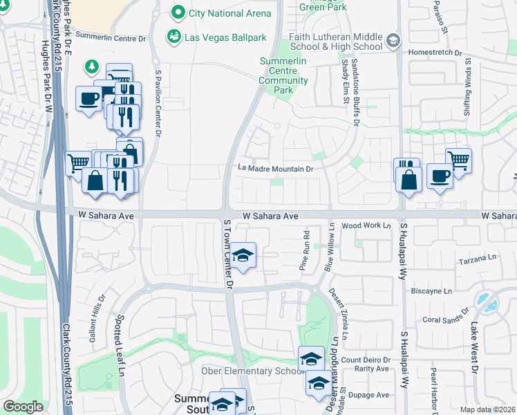 map of restaurants, bars, coffee shops, grocery stores, and more near 2041 Shinning Feather in Las Vegas
