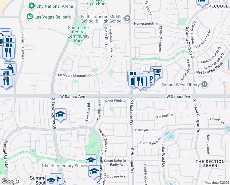 map of restaurants, bars, coffee shops, grocery stores, and more near 10305 Bayhead Beach Avenue in Las Vegas