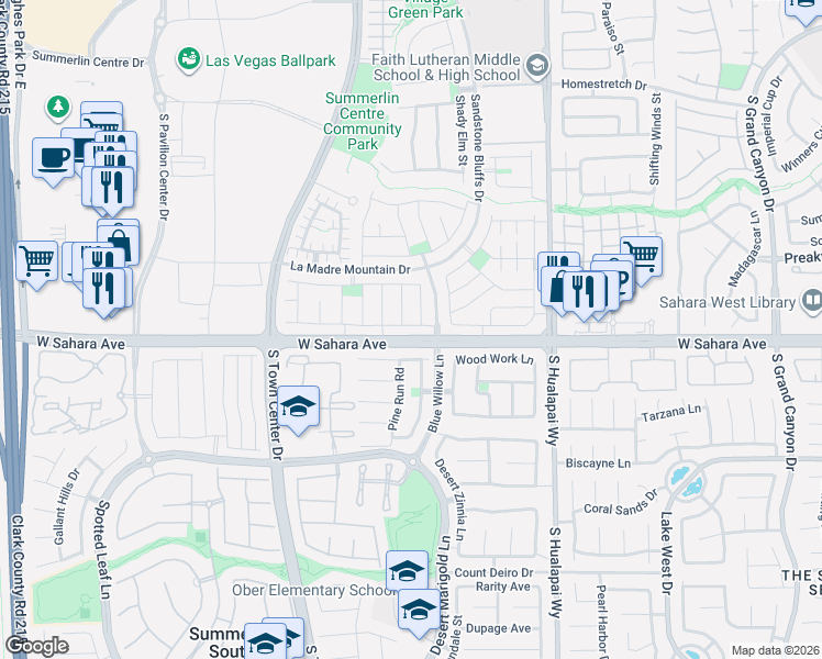 map of restaurants, bars, coffee shops, grocery stores, and more near 10445 Foggy Glen Avenue in Las Vegas