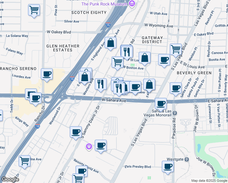 map of restaurants, bars, coffee shops, grocery stores, and more near 2408 Tam Drive in Las Vegas