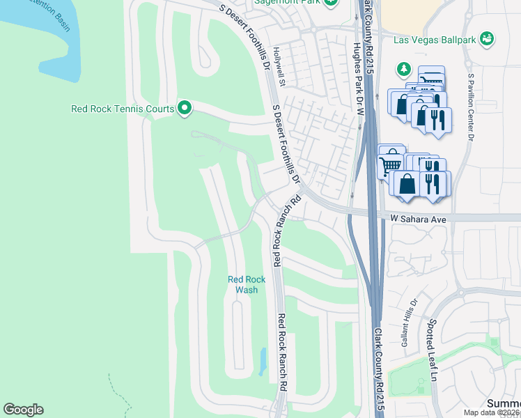 map of restaurants, bars, coffee shops, grocery stores, and more near 2441 Calico Creek Court in Las Vegas
