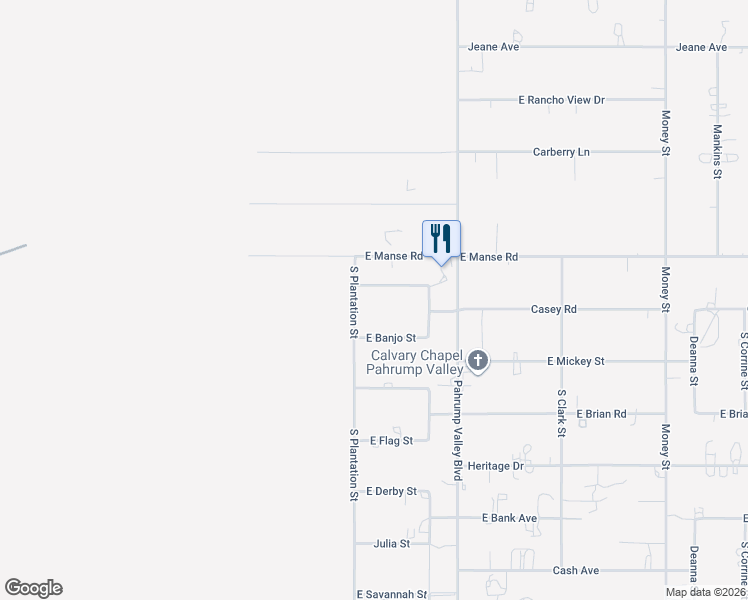 map of restaurants, bars, coffee shops, grocery stores, and more near 801 East Clementine Street in Pahrump