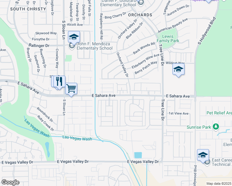 map of restaurants, bars, coffee shops, grocery stores, and more near 6170 East Sahara Avenue in Las Vegas