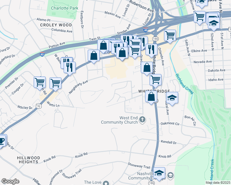 map of restaurants, bars, coffee shops, grocery stores, and more near 522 Bellmore Place in Nashville