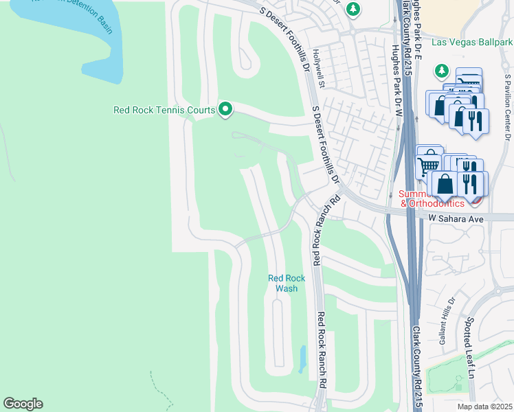 map of restaurants, bars, coffee shops, grocery stores, and more near 2475 Grassy Spring Place in Las Vegas