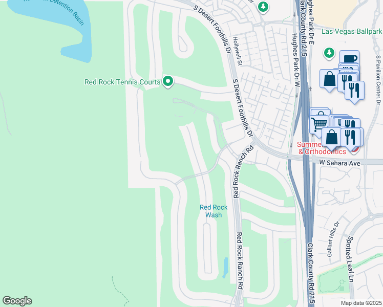 map of restaurants, bars, coffee shops, grocery stores, and more near 2475 Grassy Spring Place in Las Vegas