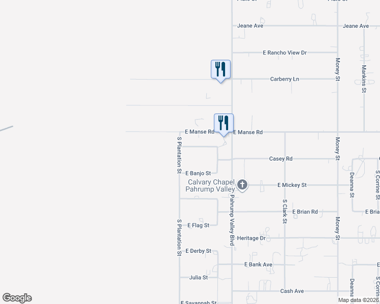 map of restaurants, bars, coffee shops, grocery stores, and more near 801 East Clementine Street in Pahrump