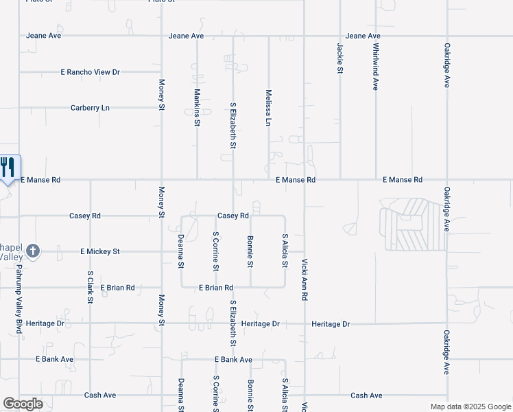map of restaurants, bars, coffee shops, grocery stores, and more near 1801 Manse Road in Pahrump