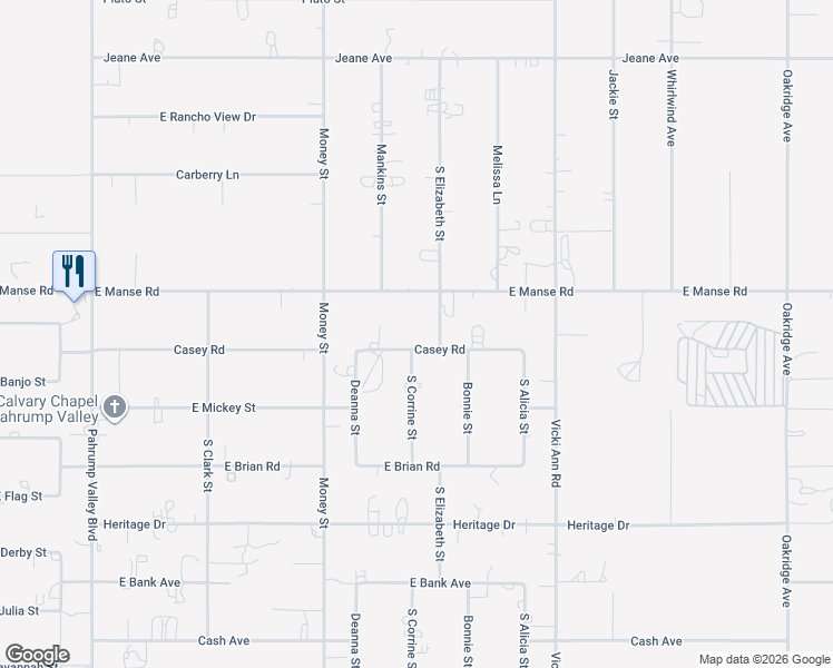 map of restaurants, bars, coffee shops, grocery stores, and more near 1731 Manse Road in Pahrump