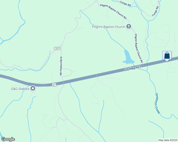 map of restaurants, bars, coffee shops, grocery stores, and more near U.S. 421 in Wilkesboro
