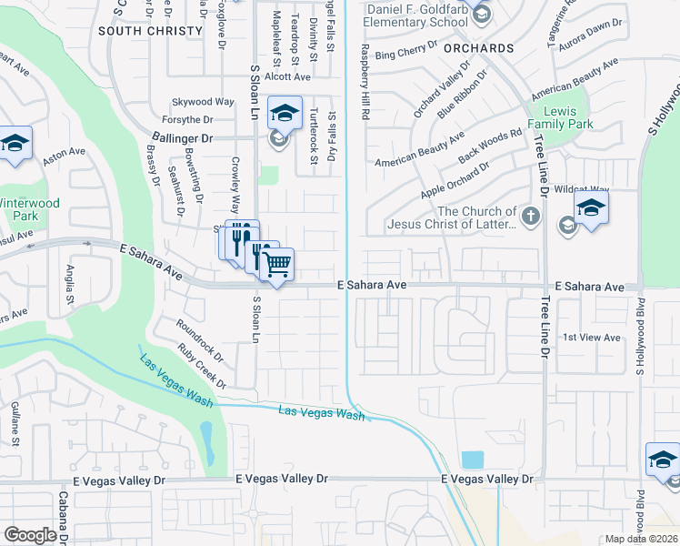 map of restaurants, bars, coffee shops, grocery stores, and more near 5944 Pacific Shores Drive in Las Vegas