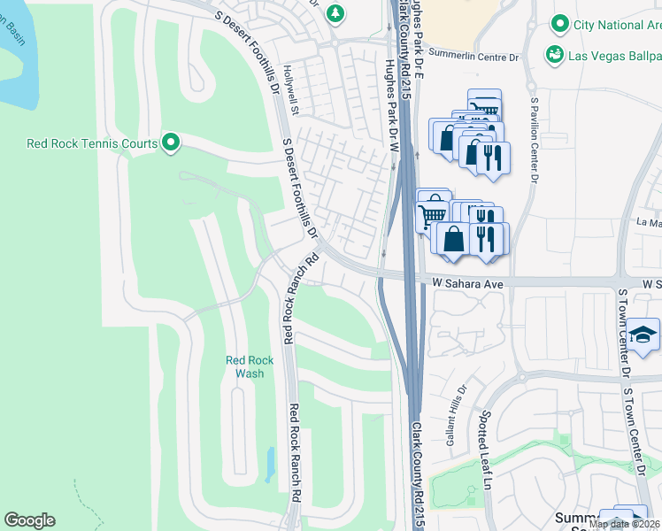 map of restaurants, bars, coffee shops, grocery stores, and more near 2451 Hollow Rock Court in Las Vegas