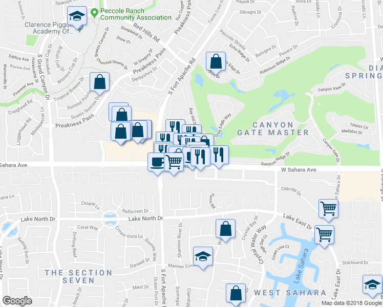 map of restaurants, bars, coffee shops, grocery stores, and more near 9004 West Sahara Avenue in Las Vegas