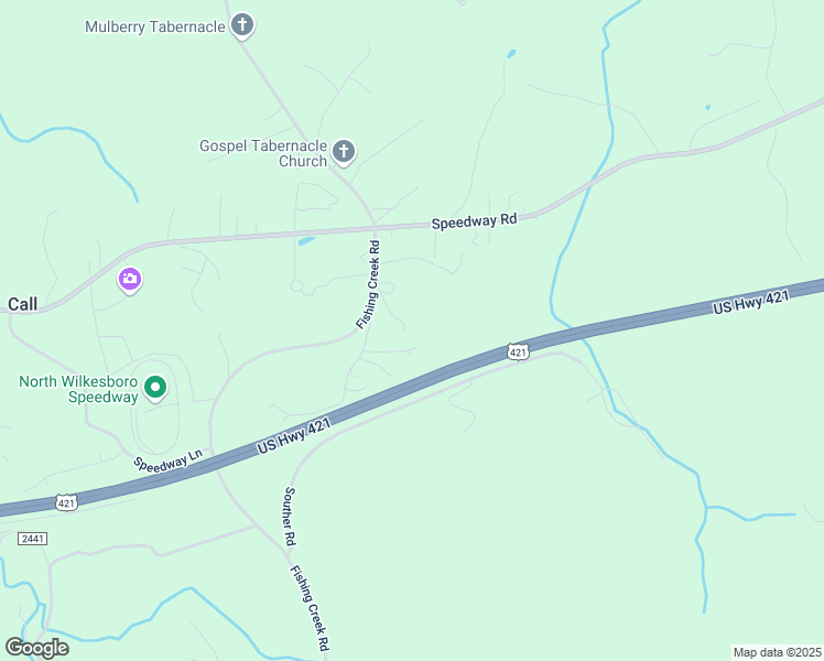 map of restaurants, bars, coffee shops, grocery stores, and more near 223 Foxglove Lane in North Wilkesboro
