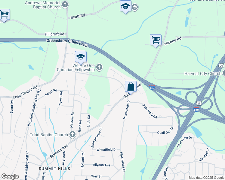 map of restaurants, bars, coffee shops, grocery stores, and more near 4803 Bladen Road in Greensboro