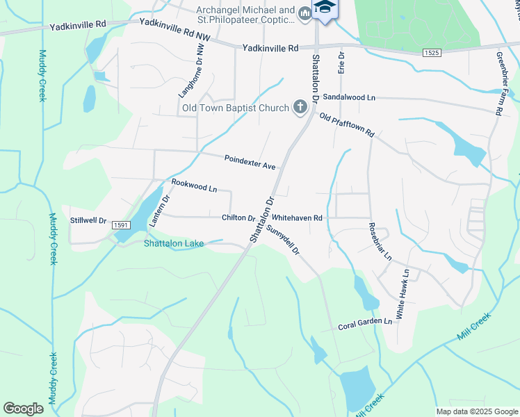 map of restaurants, bars, coffee shops, grocery stores, and more near 4304 Shattalon Drive in Winston-Salem
