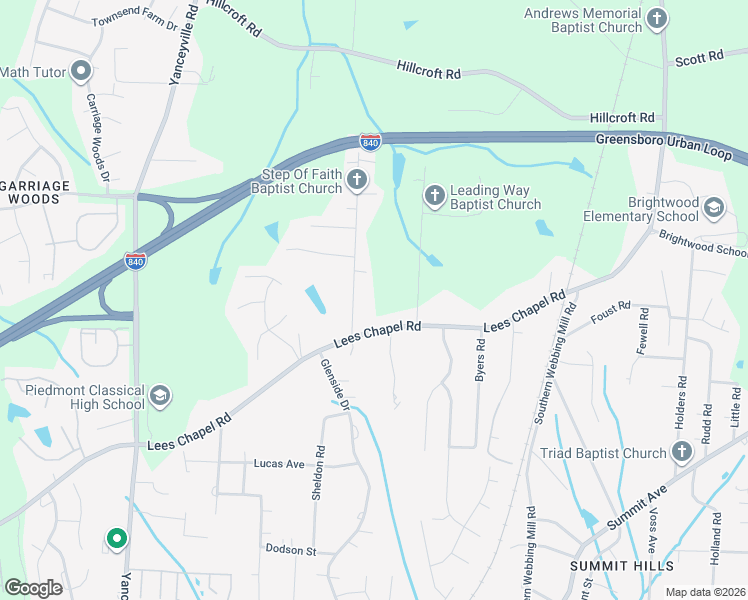 map of restaurants, bars, coffee shops, grocery stores, and more near 4912 Watlington Road in Greensboro
