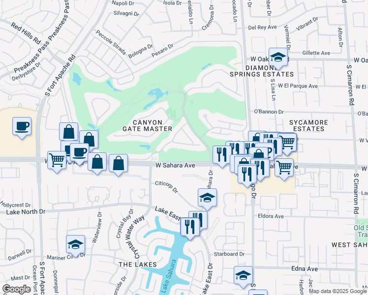 map of restaurants, bars, coffee shops, grocery stores, and more near 8733 Double Eagle Drive in Las Vegas