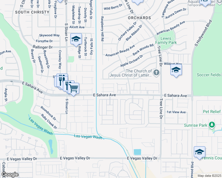 map of restaurants, bars, coffee shops, grocery stores, and more near 6075 Las Nubes Drive in Las Vegas