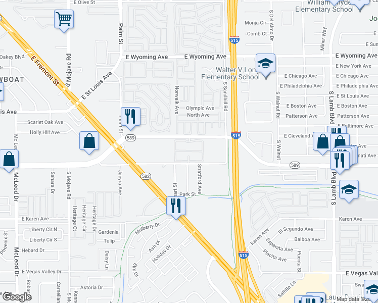 map of restaurants, bars, coffee shops, grocery stores, and more near 5809 Alimar Drive in Las Vegas