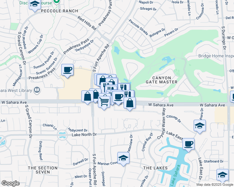 map of restaurants, bars, coffee shops, grocery stores, and more near 9004 West Sahara Avenue in Las Vegas
