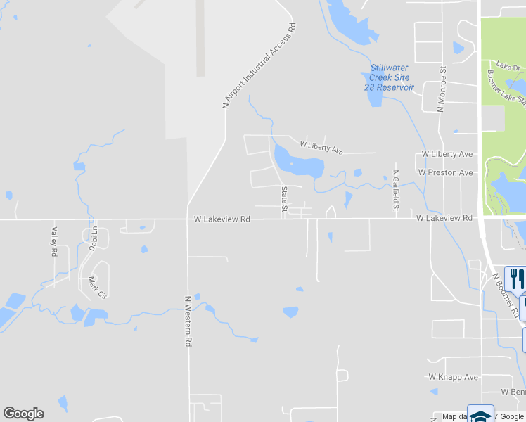 map of restaurants, bars, coffee shops, grocery stores, and more near 1915 West State Lane in Stillwater