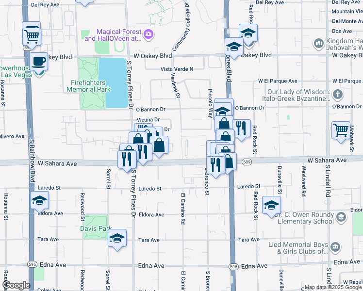 map of restaurants, bars, coffee shops, grocery stores, and more near in Las Vegas