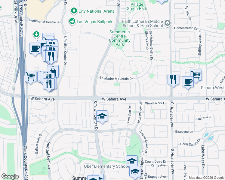 map of restaurants, bars, coffee shops, grocery stores, and more near 2421 Lilac Cove Street in Las Vegas