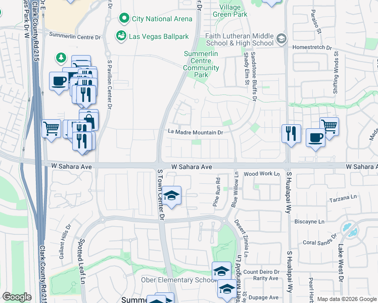 map of restaurants, bars, coffee shops, grocery stores, and more near 2421 Lilac Cove Street in Las Vegas