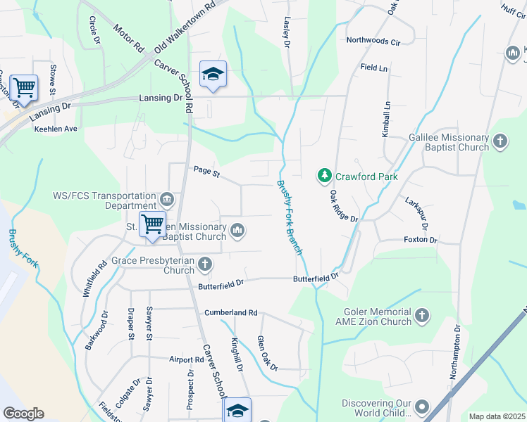map of restaurants, bars, coffee shops, grocery stores, and more near 5077 Bismark Street in Winston-Salem