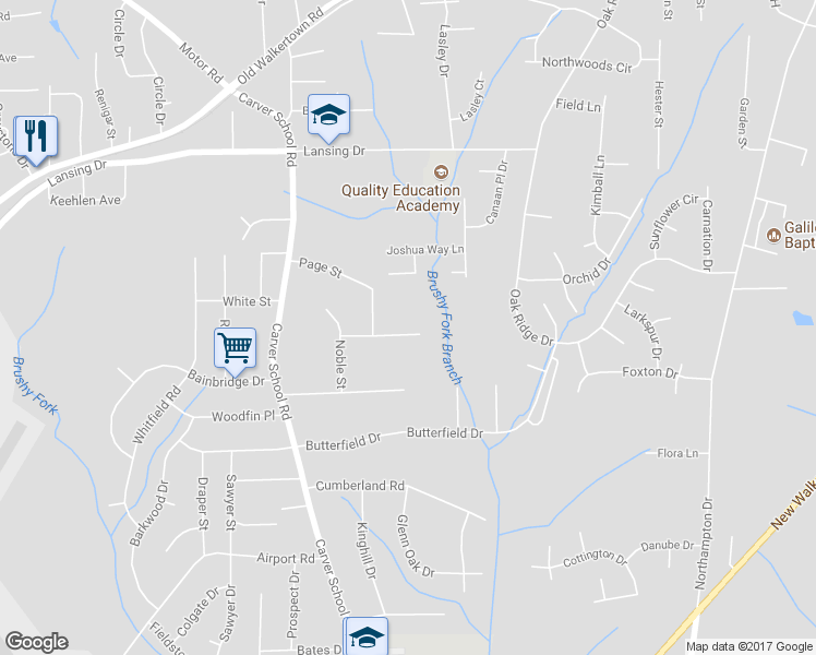 map of restaurants, bars, coffee shops, grocery stores, and more near 5077 Bismark Street in Winston-Salem