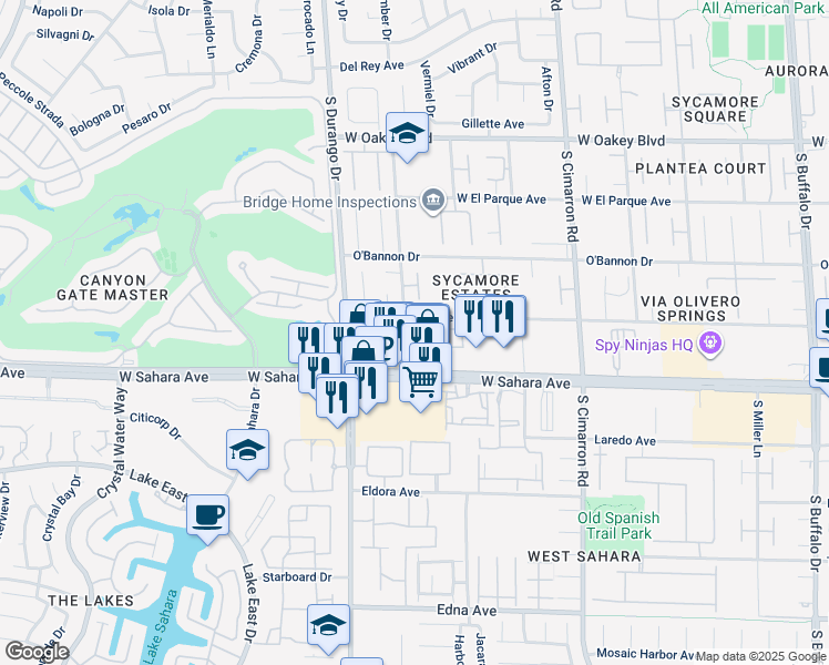map of restaurants, bars, coffee shops, grocery stores, and more near 2301 Pacific Creek Street in Las Vegas