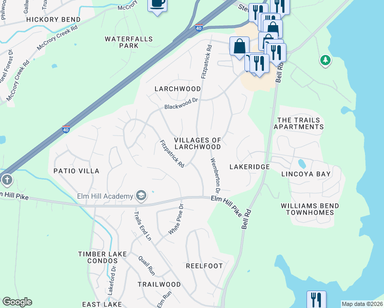 map of restaurants, bars, coffee shops, grocery stores, and more near 908 Fitzpatrick Road in Nashville