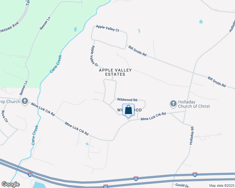 map of restaurants, bars, coffee shops, grocery stores, and more near 2115 Wildwood Road in Cookeville