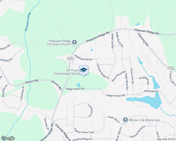 map of restaurants, bars, coffee shops, grocery stores, and more near 6502 Overland Park Drive in Greensboro