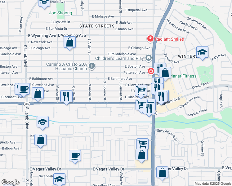 map of restaurants, bars, coffee shops, grocery stores, and more near 4773 Welter Avenue in Las Vegas
