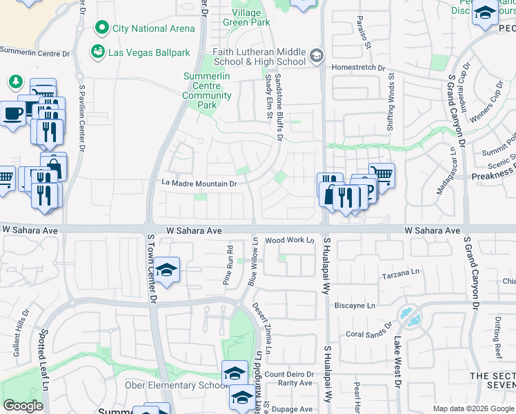 map of restaurants, bars, coffee shops, grocery stores, and more near 2387 Brunswick Bay Street in Las Vegas