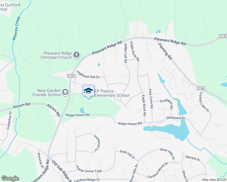 map of restaurants, bars, coffee shops, grocery stores, and more near 4510 Camden Ridge Drive in Greensboro