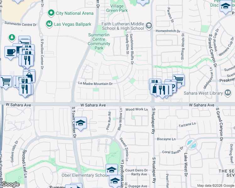 map of restaurants, bars, coffee shops, grocery stores, and more near 2406 Tribeca Street in Las Vegas