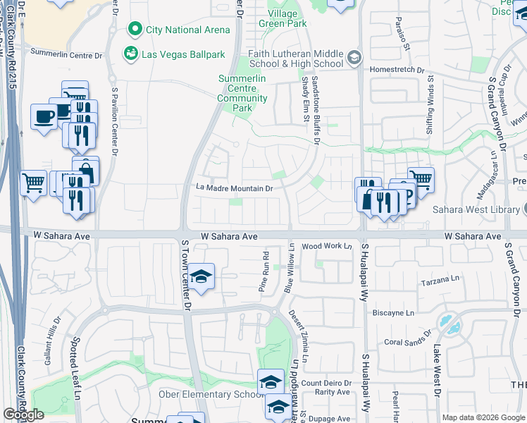 map of restaurants, bars, coffee shops, grocery stores, and more near 2407 Carnegie Hall Street in Las Vegas