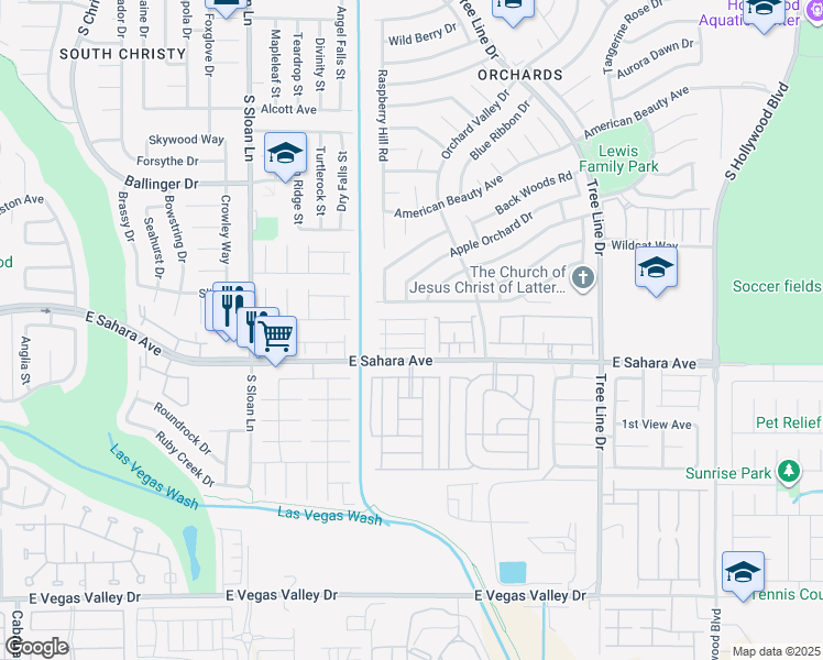 map of restaurants, bars, coffee shops, grocery stores, and more near 6070 Las Nubes Drive in Las Vegas