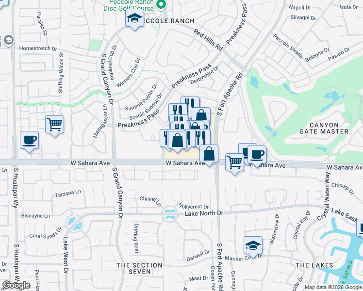 map of restaurants, bars, coffee shops, grocery stores, and more near 9440 West Sahara Avenue in Las Vegas