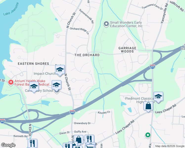 map of restaurants, bars, coffee shops, grocery stores, and more near 4696 Coltsfoot Road in Greensboro