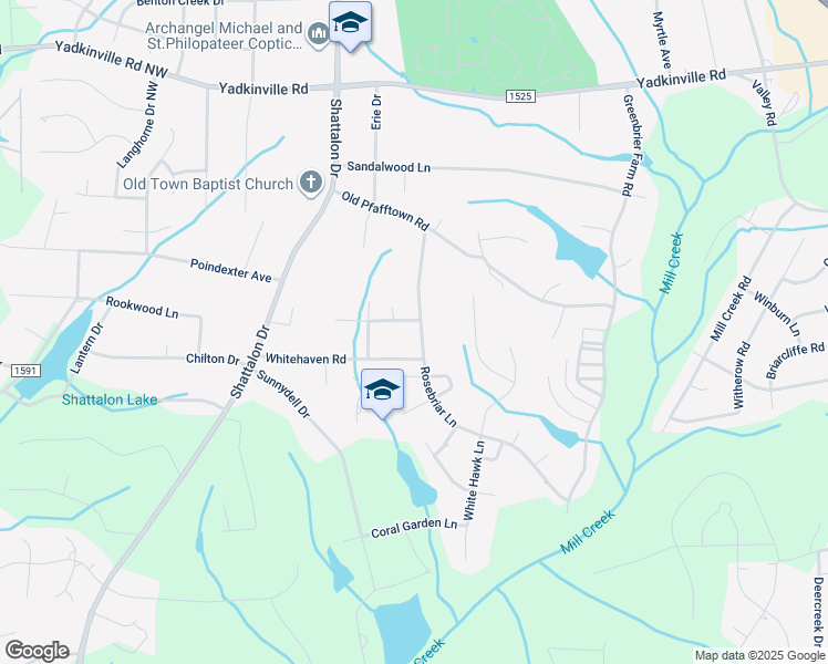 map of restaurants, bars, coffee shops, grocery stores, and more near 3710 Hawkedale Drive in Winston-Salem