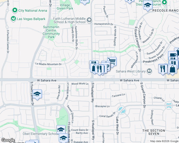 map of restaurants, bars, coffee shops, grocery stores, and more near 10060 West Sahara Avenue in Las Vegas