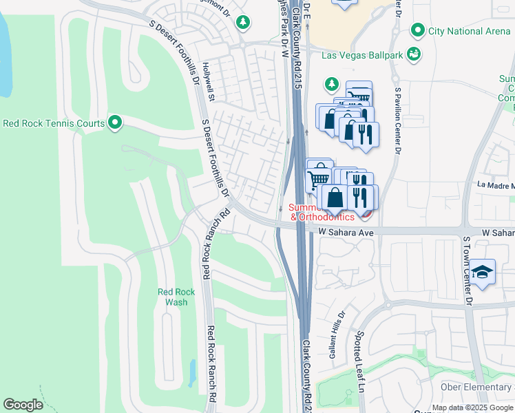 map of restaurants, bars, coffee shops, grocery stores, and more near 2446 Granada Bluff Court in Las Vegas