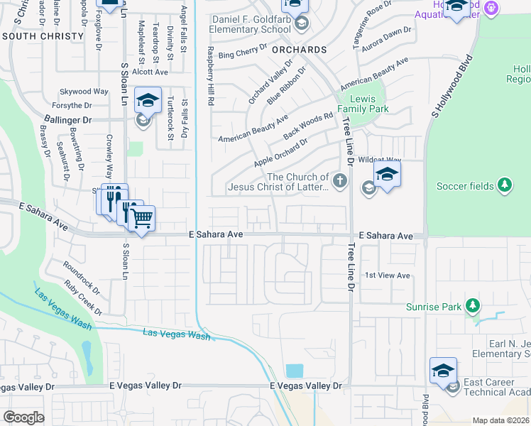 map of restaurants, bars, coffee shops, grocery stores, and more near 6170 East Sahara Avenue in Las Vegas