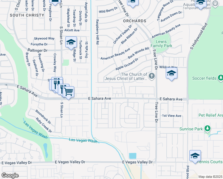 map of restaurants, bars, coffee shops, grocery stores, and more near 6170 East Sahara Avenue in Las Vegas